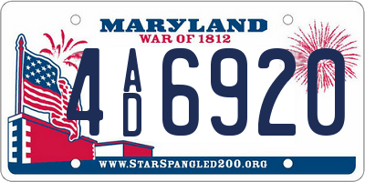 MD license plate 4AD6920