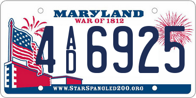 MD license plate 4AD6925