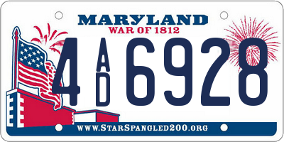 MD license plate 4AD6928