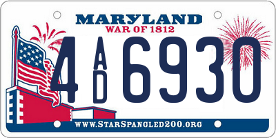 MD license plate 4AD6930