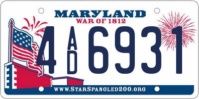 MD license plate 4AD6931