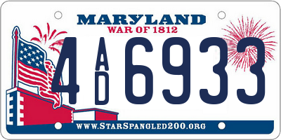MD license plate 4AD6933