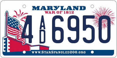 MD license plate 4AD6950