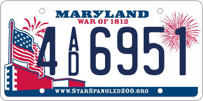 MD license plate 4AD6951