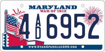 MD license plate 4AD6952