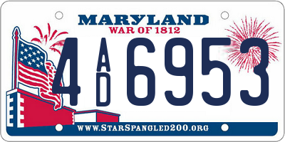 MD license plate 4AD6953