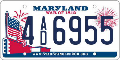 MD license plate 4AD6955