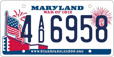 MD license plate 4AD6958