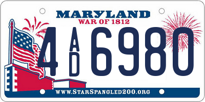 MD license plate 4AD6980