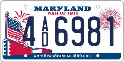 MD license plate 4AD6981