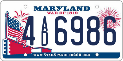 MD license plate 4AD6986