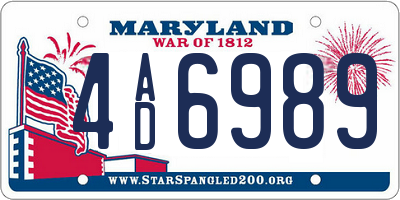 MD license plate 4AD6989