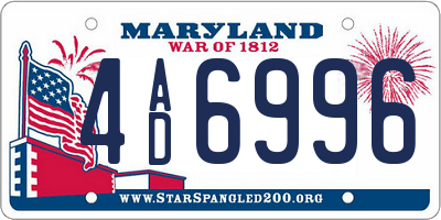 MD license plate 4AD6996