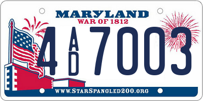 MD license plate 4AD7003