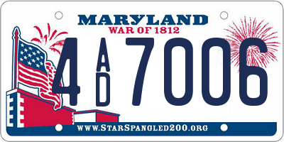 MD license plate 4AD7006