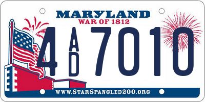 MD license plate 4AD7010