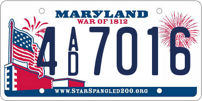 MD license plate 4AD7016