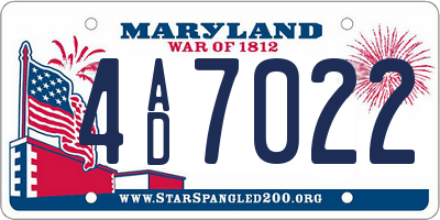 MD license plate 4AD7022