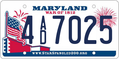 MD license plate 4AD7025