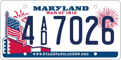 MD license plate 4AD7026