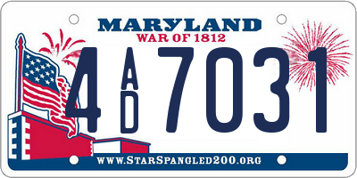 MD license plate 4AD7031