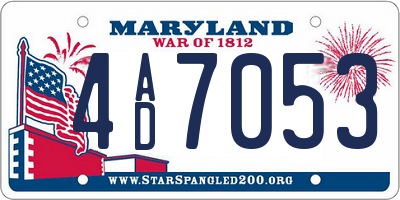 MD license plate 4AD7053