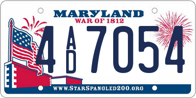 MD license plate 4AD7054