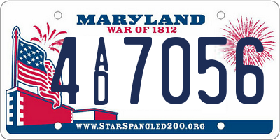 MD license plate 4AD7056
