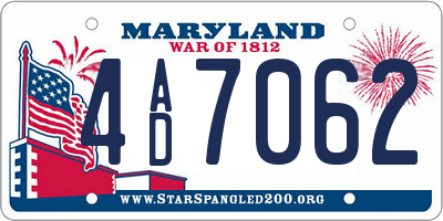 MD license plate 4AD7062