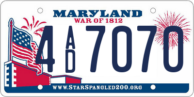 MD license plate 4AD7070