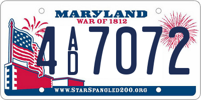 MD license plate 4AD7072