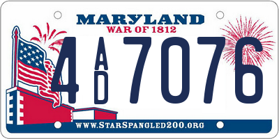 MD license plate 4AD7076