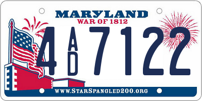 MD license plate 4AD7122