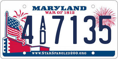 MD license plate 4AD7135