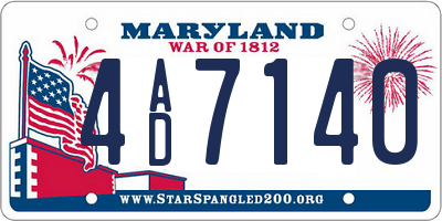 MD license plate 4AD7140