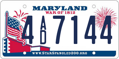 MD license plate 4AD7144