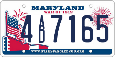 MD license plate 4AD7165