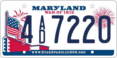 MD license plate 4AD7220