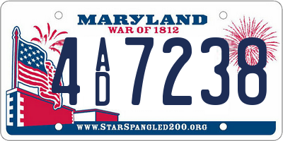 MD license plate 4AD7238