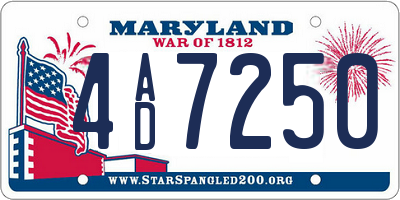MD license plate 4AD7250