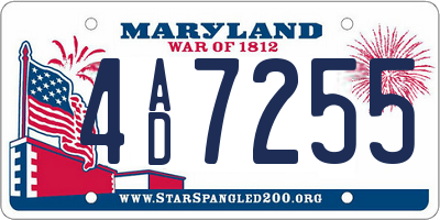 MD license plate 4AD7255