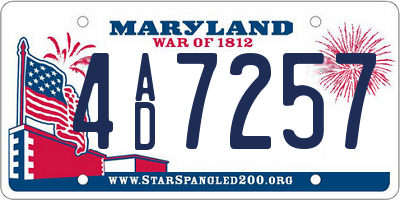 MD license plate 4AD7257