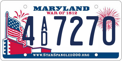 MD license plate 4AD7270