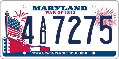 MD license plate 4AD7275