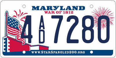 MD license plate 4AD7280