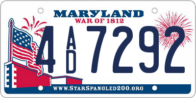 MD license plate 4AD7292