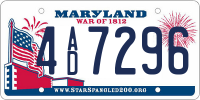 MD license plate 4AD7296