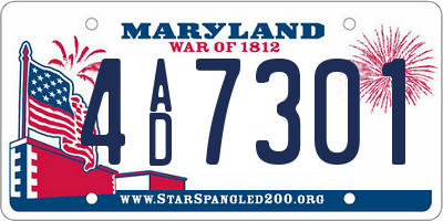 MD license plate 4AD7301