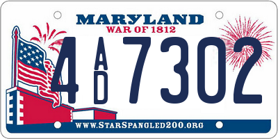 MD license plate 4AD7302
