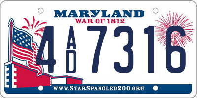 MD license plate 4AD7316